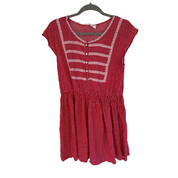 Free People size 10 red and white polkadot mini dress - Picture 1 of 5